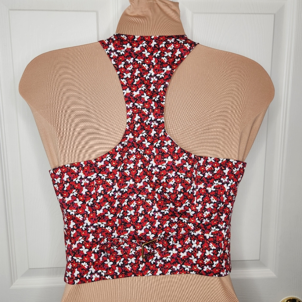 XOXO Floral Vest Red And White Ruffles Size Small - Picture 3 of 7
